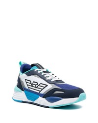 Chaussures de sport blanc et bleu Ea7 Emporio Armani