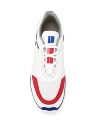 Chaussures de sport blanc et rouge et bleu marine Prada