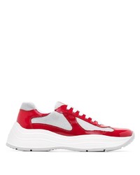 Chaussures de sport blanc et rouge Prada