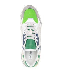 Chaussures de sport blanc et vert Premiata