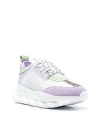 Chaussures de sport blanc et violet Versace