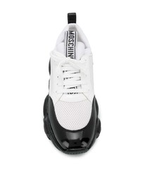 Chaussures de sport blanches et noires Moschino