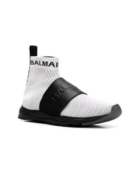 Chaussures de sport blanches et noires Balmain