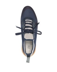 Chaussures de sport bleu marine et blanc Brunello Cucinelli