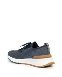 Chaussures de sport bleu marine et blanc Brunello Cucinelli