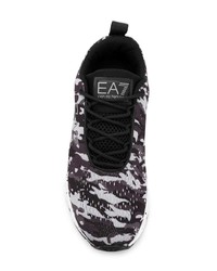 Chaussures de sport camouflage noires Ea7 Emporio Armani