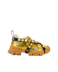 Chaussures de sport dorées Gucci