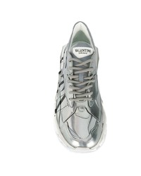 Chaussures de sport en cuir argentées Valentino Garavani