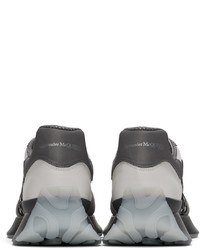 Chaussures de sport en cuir argentées Alexander McQueen