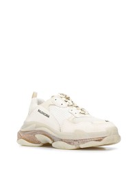 Chaussures de sport en cuir beiges Balenciaga