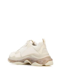 Chaussures de sport en cuir beiges Balenciaga