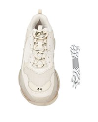 Chaussures de sport en cuir beiges Balenciaga