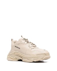 Chaussures de sport en cuir beiges Balenciaga