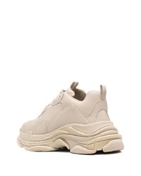 Chaussures de sport en cuir beiges Balenciaga