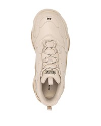 Chaussures de sport en cuir beiges Balenciaga