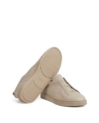 Chaussures de sport en cuir beiges Zegna