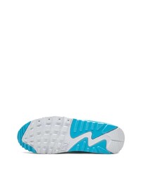 Chaussures de sport en cuir blanc et bleu Nike