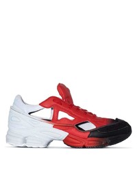 Chaussures de sport en cuir blanc et rouge Adidas By Raf Simons