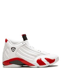 Chaussures de sport en cuir blanc et rouge Jordan