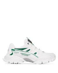 Chaussures de sport en cuir blanc et vert Valentino