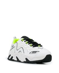 Chaussures de sport en cuir blanches et noires MSGM