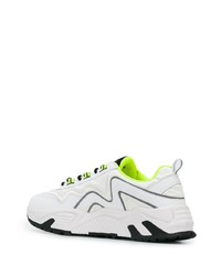 Chaussures de sport en cuir blanches et noires MSGM