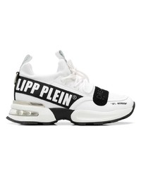 Chaussures de sport en cuir blanches et noires Philipp Plein