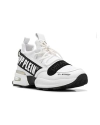 Chaussures de sport en cuir blanches et noires Philipp Plein