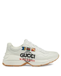 Chaussures de sport en cuir blanches Gucci