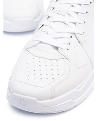 Chaussures de sport en cuir blanches Balmain