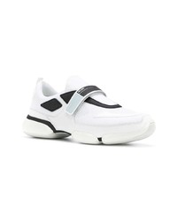 Chaussures de sport en cuir blanches Prada