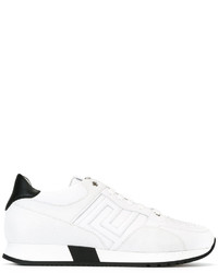 Chaussures de sport en cuir blanches Versace
