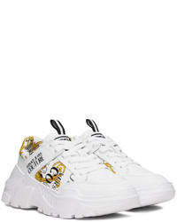 Chaussures de sport en cuir blanches VERSACE JEANS COUTURE