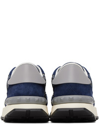 Chaussures de sport en cuir bleu marine Valentino Garavani
