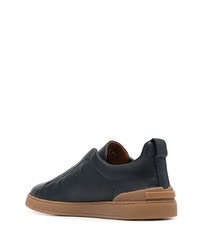 Chaussures de sport en cuir bleu marine Zegna