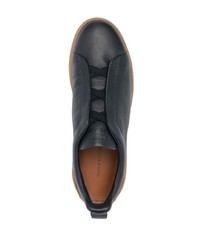 Chaussures de sport en cuir bleu marine Zegna