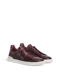 Chaussures de sport en cuir bordeaux Zegna