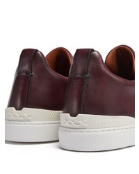 Chaussures de sport en cuir bordeaux Zegna