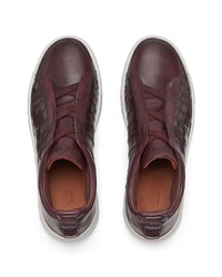 Chaussures de sport en cuir bordeaux Zegna