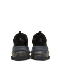 Chaussures de sport en cuir brodées noires et blanches Balenciaga