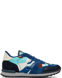 Chaussures de sport en cuir camouflage bleu marine Valentino Garavani