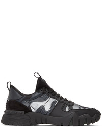 Chaussures de sport en cuir camouflage gris foncé