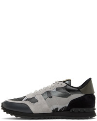 Chaussures de sport en cuir camouflage gris foncé Valentino Garavani