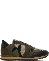 Chaussures de sport en cuir camouflage marron foncé