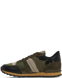 Chaussures de sport en cuir camouflage marron foncé Valentino Garavani