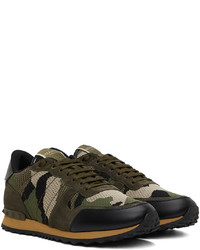 Chaussures de sport en cuir camouflage marron foncé Valentino Garavani