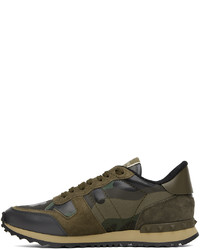 Chaussures de sport en cuir camouflage marron foncé Valentino Garavani