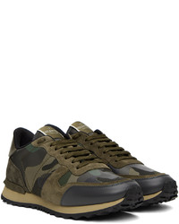 Chaussures de sport en cuir camouflage marron foncé Valentino Garavani