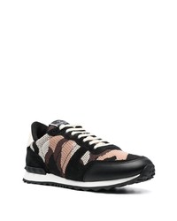 Chaussures de sport en cuir camouflage noires Valentino Garavani