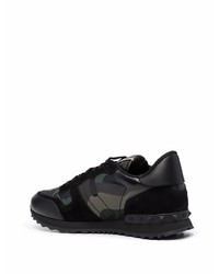 Chaussures de sport en cuir camouflage noires Valentino Garavani